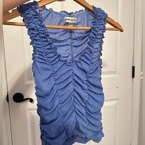 Y2K Urban Outfitters Shimmering Blue Ruched Blouse